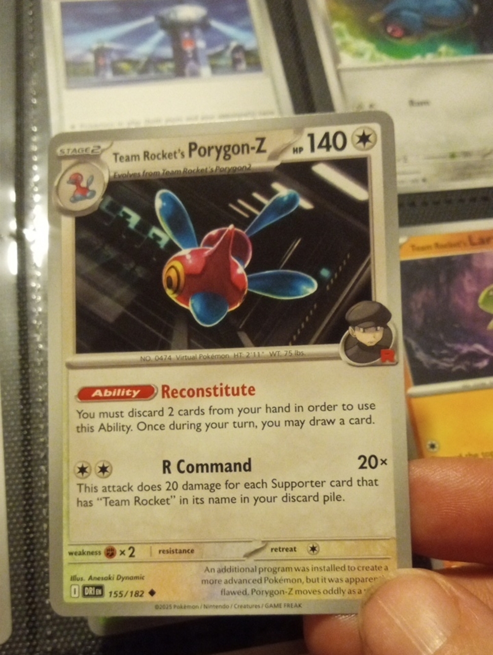 Pokemon Team Rocket's Porygon-Z Trading Card — White & Blue & Red